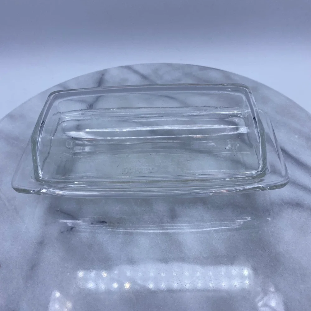 Vintage Pyrex Butter Dish Lid Clear Glass 72-B Rectangular USA Retro Kitchen MCM